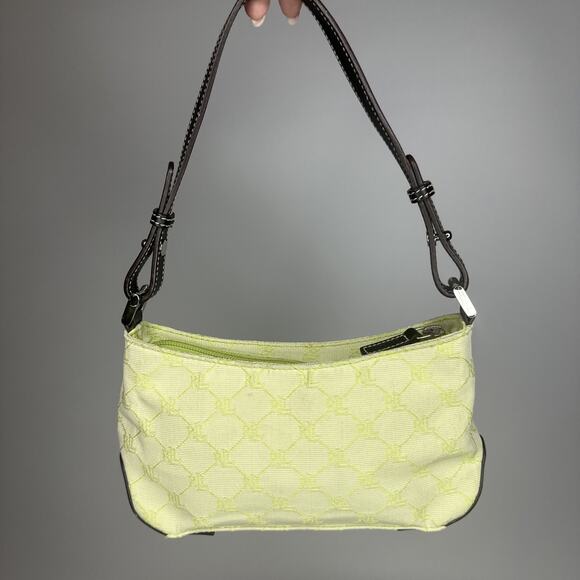 Vintage Ralph Lauren Lime Green Logo Small Shoulder Bag Y2k 90s - Picture 1 of 16